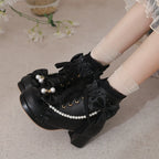 28-43 Sweet Martin Bow Pearl Lolita Boots | CoyBunny