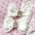 Handmade Heart Bow Shoe Clips with Lace & Pearl - Lolita Accessories | CoyBunny