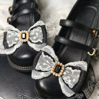 Handmade Heart Bow Shoe Clips with Lace & Pearl - Lolita Accessories | CoyBunny