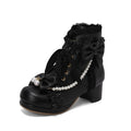 28-43 Sweet Martin Bow Pearl Lolita Boots | CoyBunny