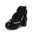 28-43 Sweet Martin Bow Pearl Lolita Boots | CoyBunny