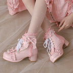 28-43 Sweet Martin Bow Pearl Lolita Boots | CoyBunny