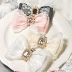 Handmade Heart Bow Shoe Clips with Lace & Pearl - Lolita Accessories | CoyBunny