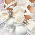 Handmade Heart Bow Shoe Clips with Lace & Pearl - Lolita Accessories | CoyBunny