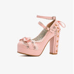 34-43 Bow Platform Cute Bow Lace Classic Lolita Shoes | CoyBunny