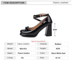 33-43 Sweet Platform Round Toe Square Heel Cross Straps Patent Leather Shoes | CoyBunny