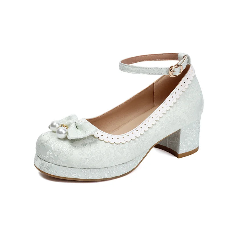 34-39 Chinese Gown Bow Lace Princess Lolita Shoes | CoyBunny