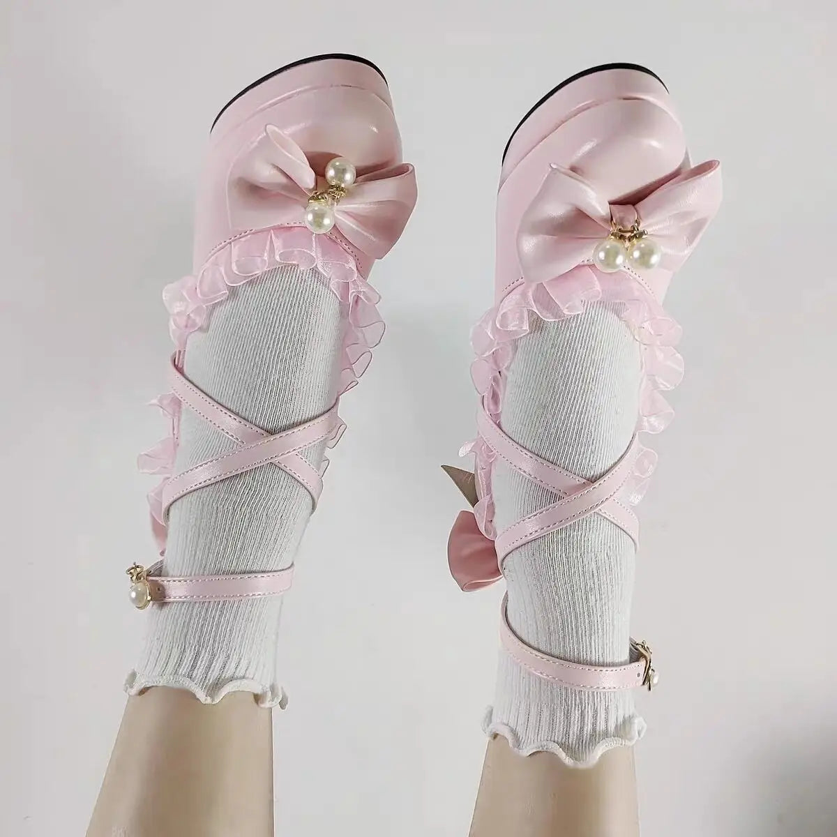35-45 Waterproof Platform Cross Strap Lolita Princess Lolita Shoes | CoyBunny