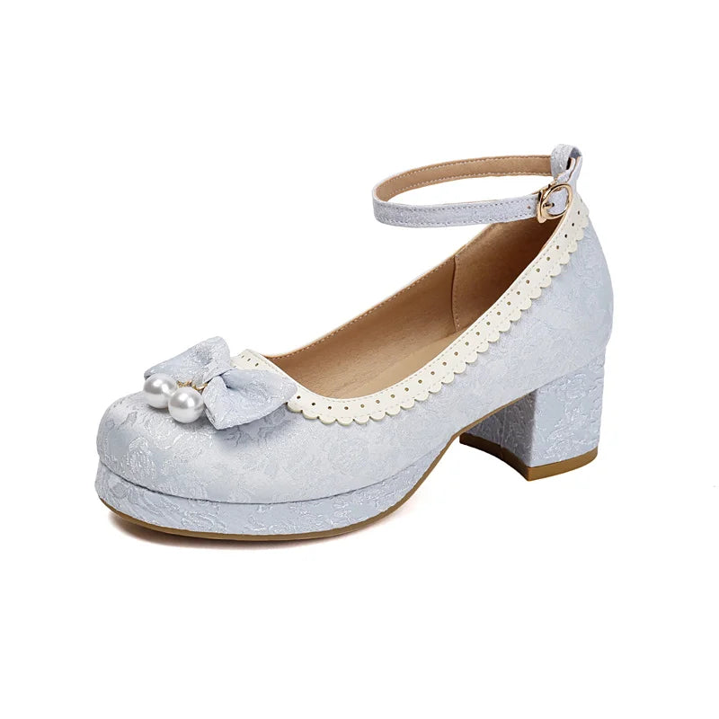 34-39 Chinese Gown Bow Lace Princess Lolita Shoes | CoyBunny