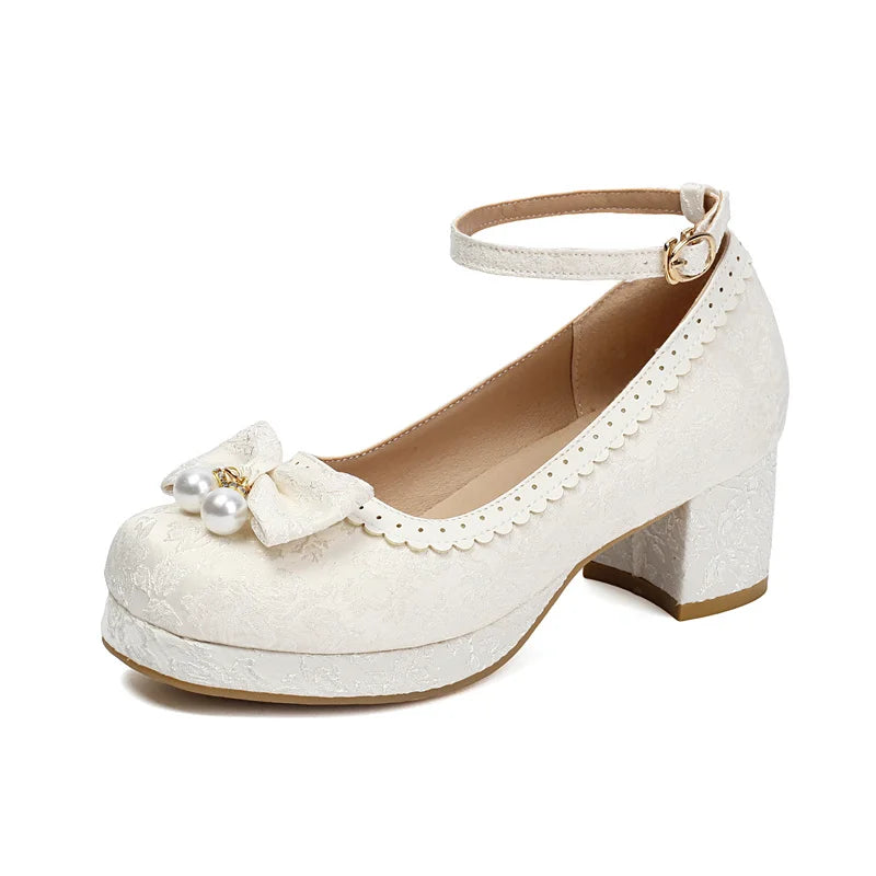 34-39 Chinese Gown Bow Lace Princess Lolita Shoes | CoyBunny