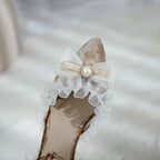 35-45 Red Metal Rhinestone Pearl Sandals Velvet Lolita Princess Shoes | CoyBunny