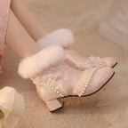 33-43 Elegant Cheongsam Beaded Rabbit Ankle Booties | CoyBunny