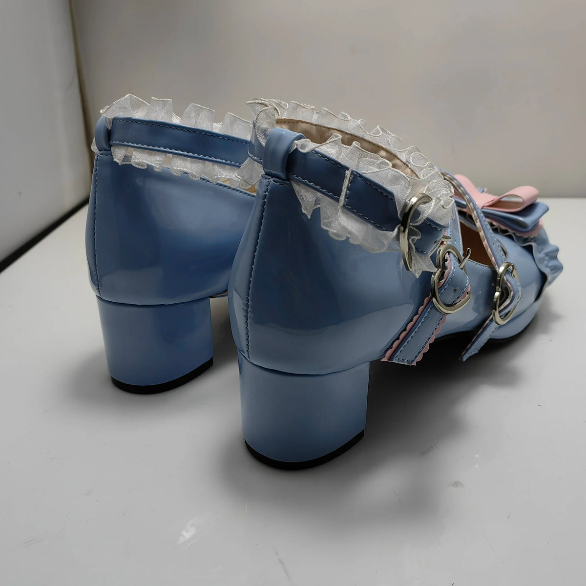 34-48 Sweet Lolita Pumps Block Heel Bowknot Ankel Buckle Strap Shoes | CoyBunny
