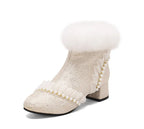 33-43 Elegant Cheongsam Beaded Rabbit Ankle Booties | CoyBunny