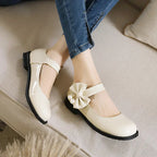 30-44 Sweet Pearl Bow Flat Heel Black Lolita Mary Jane Shoes | CoyBunny
