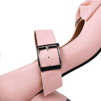 32-48 Mary Janes Pumps Round Toe Chunky Heels Buckle Strap Bowknot | CoyBunny