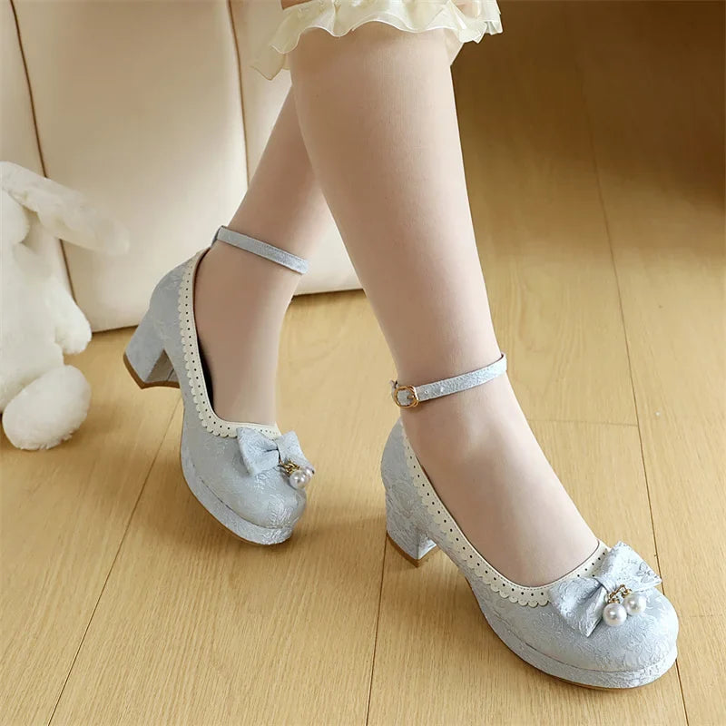 34-39 Chinese Gown Bow Lace Princess Lolita Shoes | CoyBunny