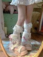 37-40 Sweet Winter Warm Bow Rabbit Fur Thick Snow Boots | CoyBunny