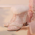 33-43 Elegant Cheongsam Beaded Rabbit Ankle Booties | CoyBunny