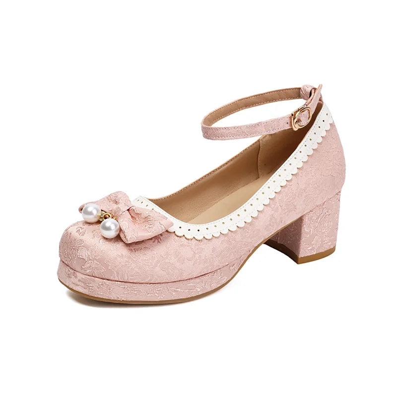 34-39 Chinese Gown Bow Lace Princess Lolita Shoes | CoyBunny