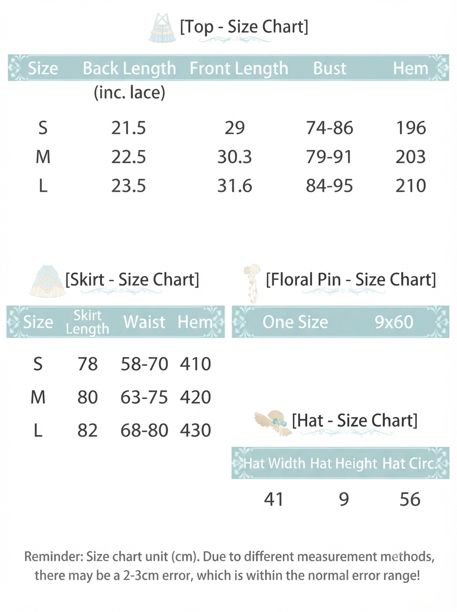 Blue Green Lolita Camisole Top & Asymmetrical Skirt Set