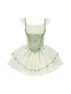 Short Dreamy Lolita JSK Set with Sleeves, Veil & Necklace