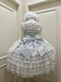 Sax Blue Winter Lolita JSK Dress & Matching Bonnet Set
