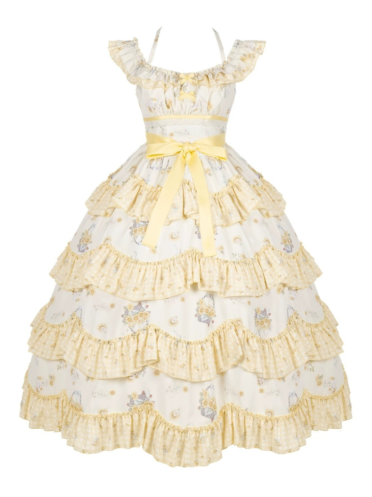 Long Print Halter Neck Lolita JSK with Detachable Padding