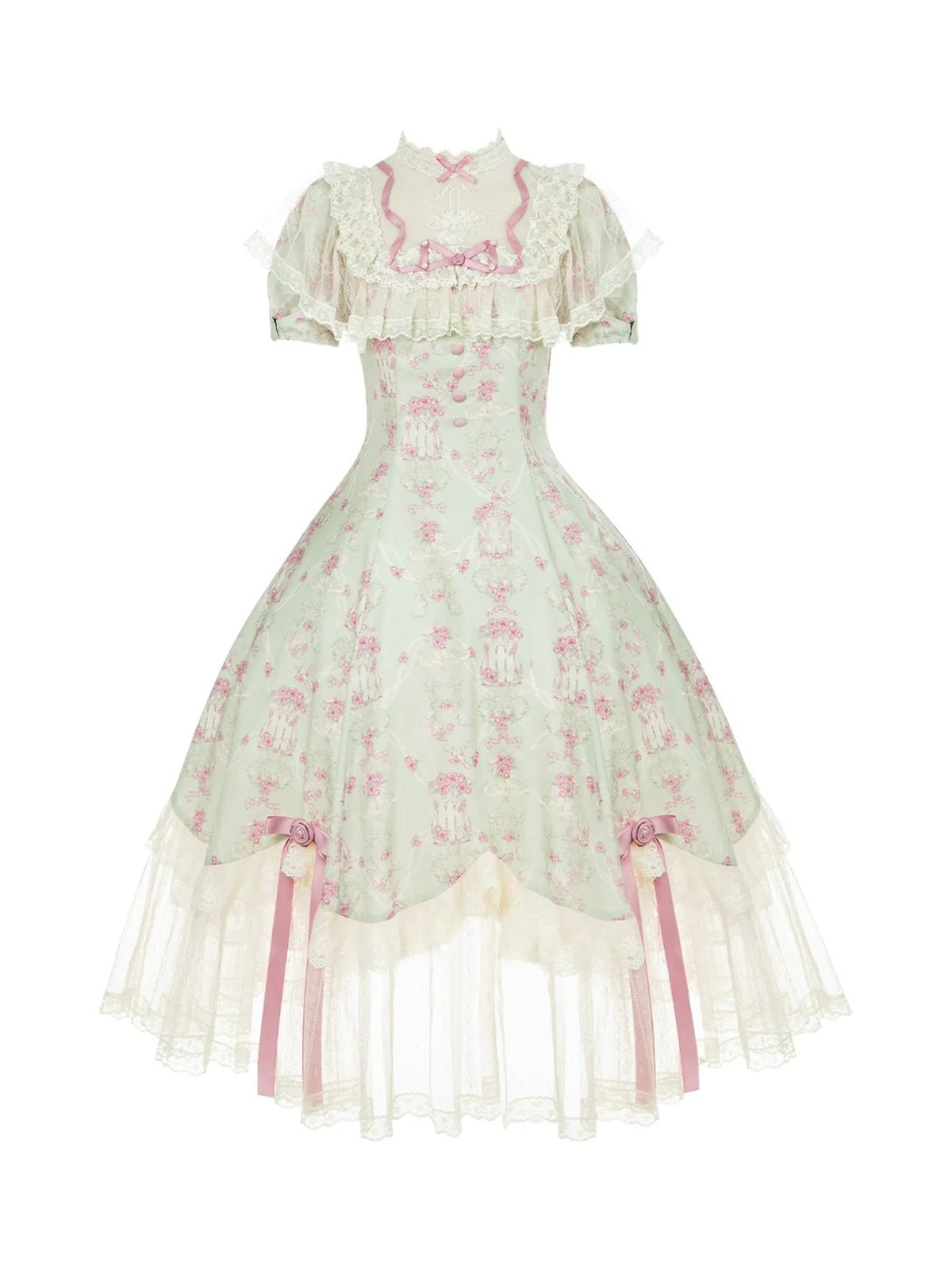 Petal Hem Lolita OP Set with Belt, Hat & Flower
