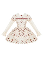 Short Doll Lolita Cotton Print OP Set with Apron & BNT