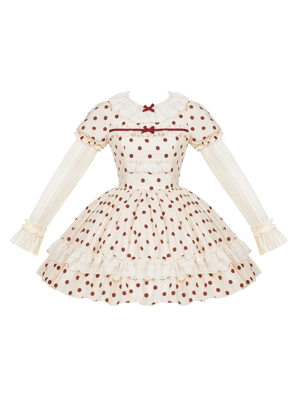 Short Doll Lolita Cotton Print OP Set with Apron & BNT