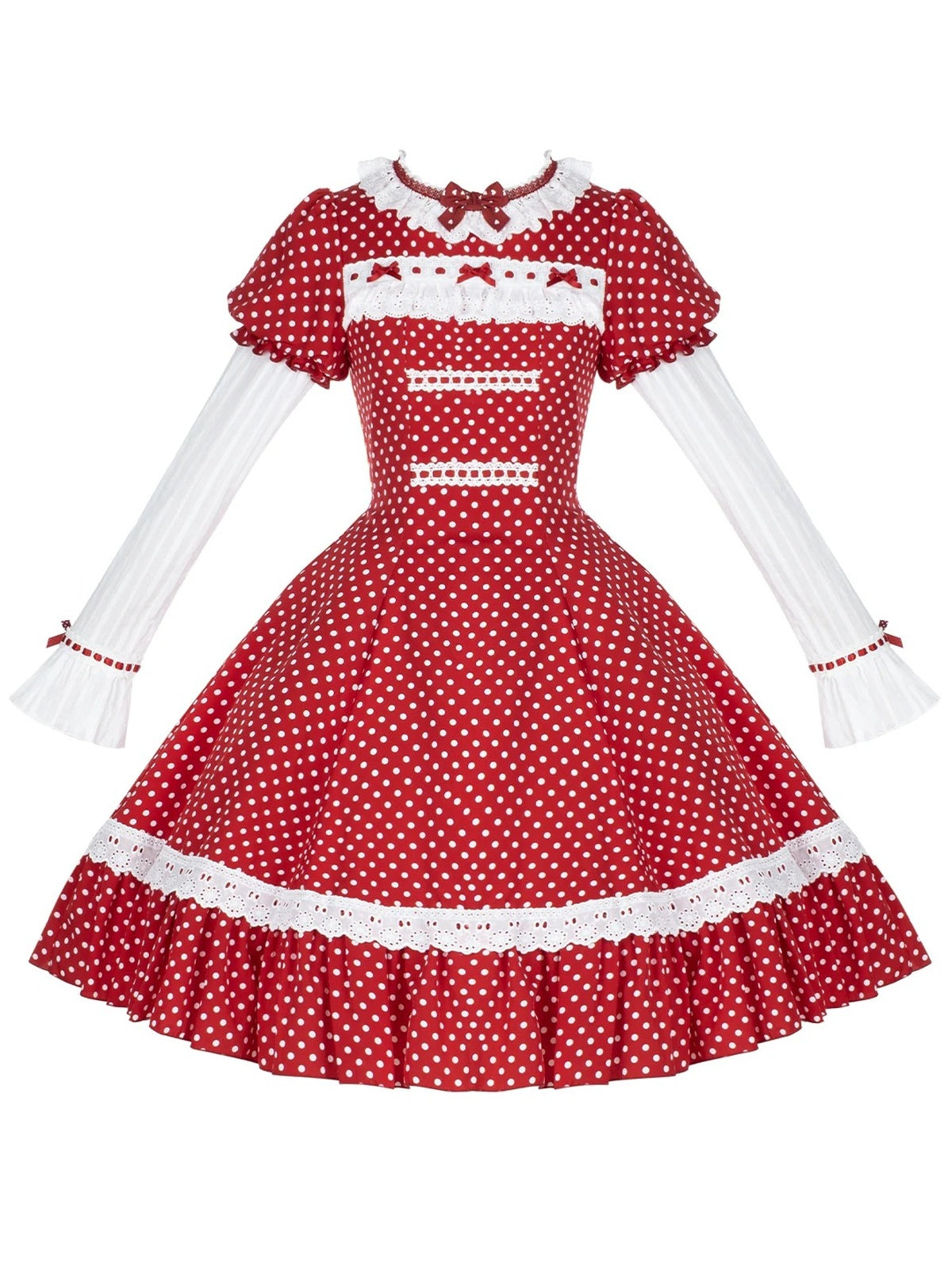 Retro Polka Dot Lolita OP Set with Headband
