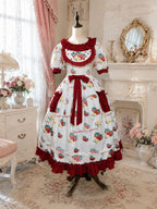 Plus Size Strawberry Print Sweet Lolita OP Dress - Large Hem Long Style