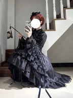 Gothic Black Cross Lolita Dress Set with Blouse, Corset & Petticoat