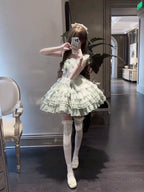 Sweet Green Lolita Princess Cupcake JSK Dress with Free Train