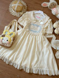 Plus Size Apricot Sweet Lolita OP Dress - Large Hem Solid Plain Style