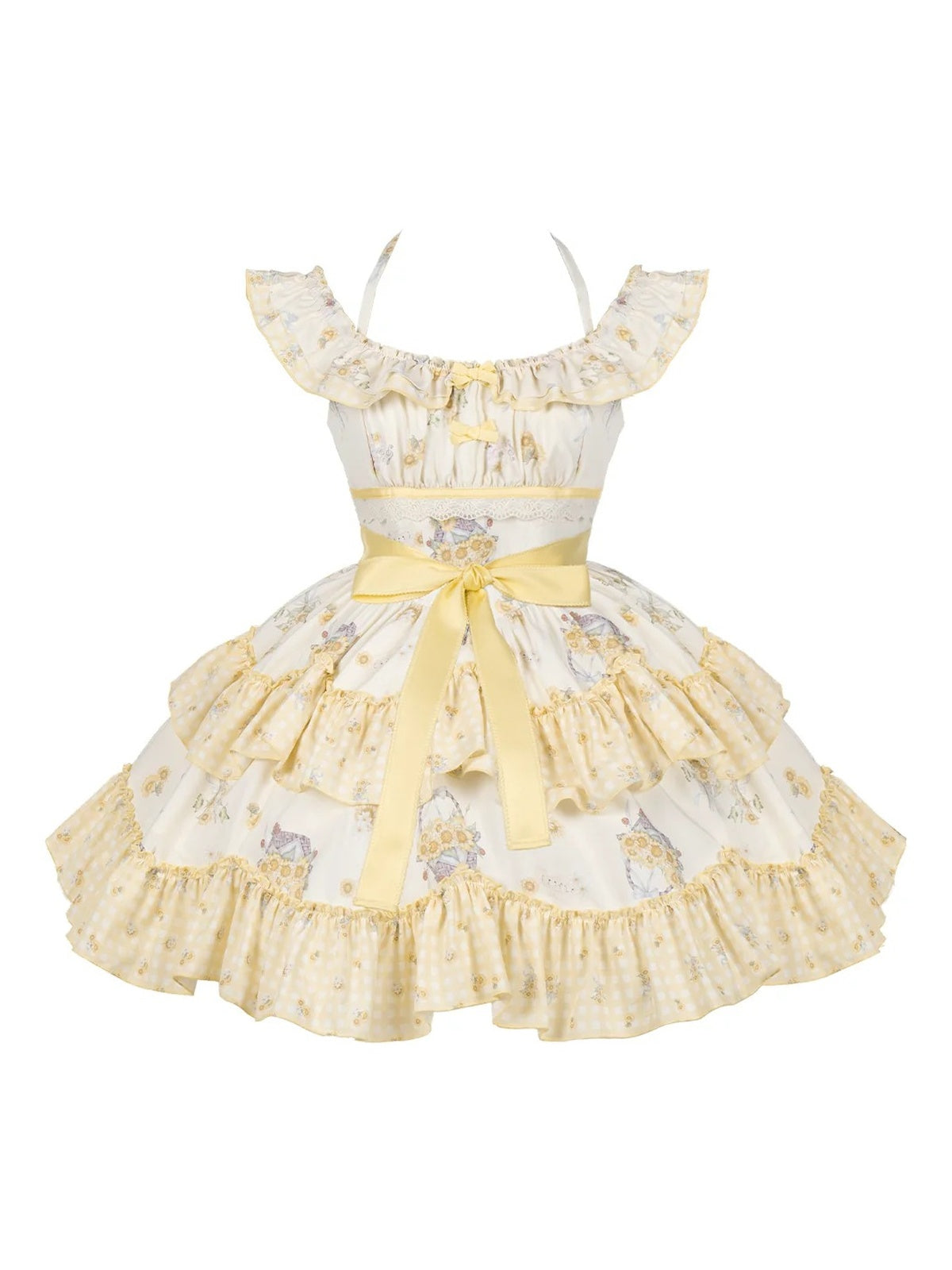 Short Print Halter Neck Lolita JSK with Detachable Padding