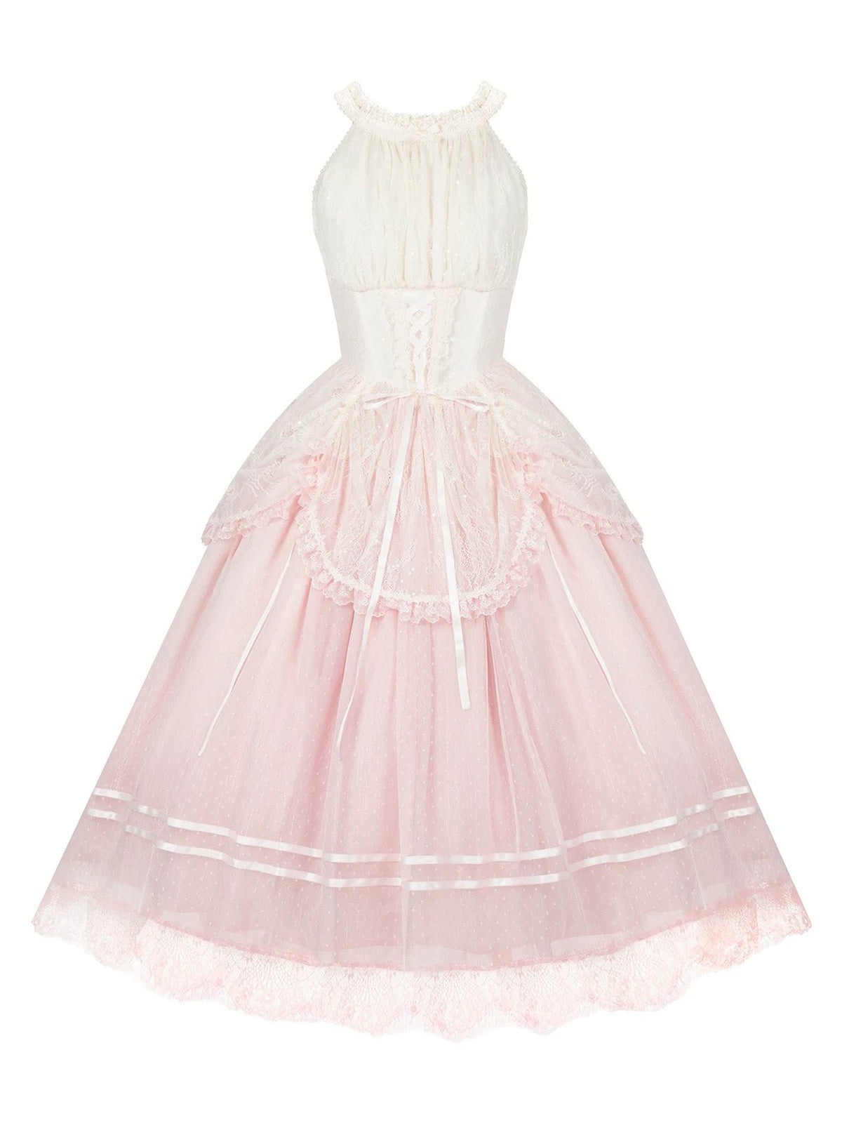Pink Classic Lolita Halter Long JSK with Waist Boning