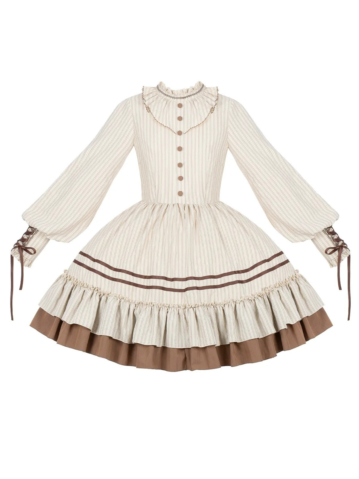 Short Ruffle Lolita OP Set with Corset, Drape & Brooch