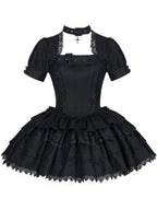 Black Vintage Sweet Lolita Ultra Short OP Set with Apron