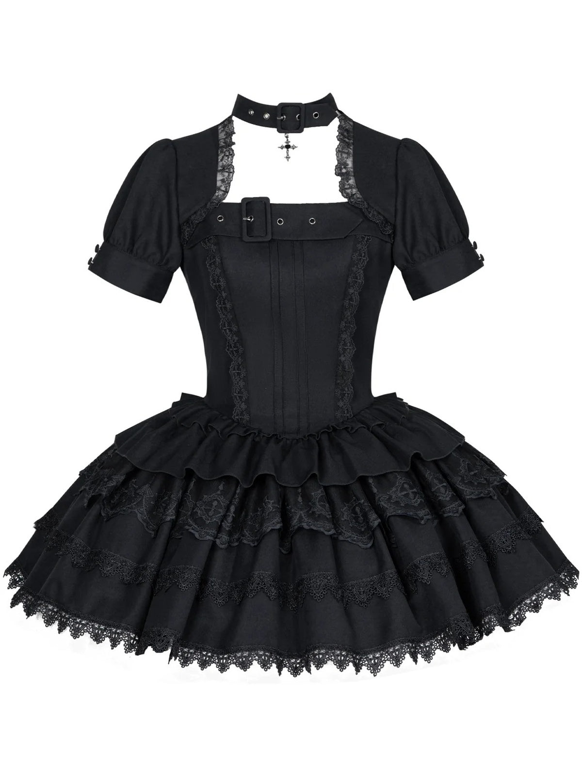 Black Vintage Sweet Lolita Ultra Short OP Set with Apron