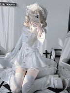 Gothic Lolita Nun Dress Set - White Jirai Kei Subculture Outfit