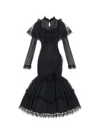 Black Embroidered Mermaid Cheongsam Lolita Set with Choker