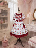 Plus Size Strawberry Print Sweet Lolita OP Dress - Large Hem Short Style