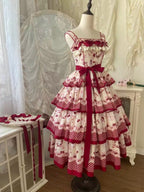 Sweet Cherry Country Lolita JSK Dress Set with Headband
