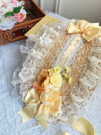 Yellow Country Lolita Floral Print OP with Matching Flat Hat