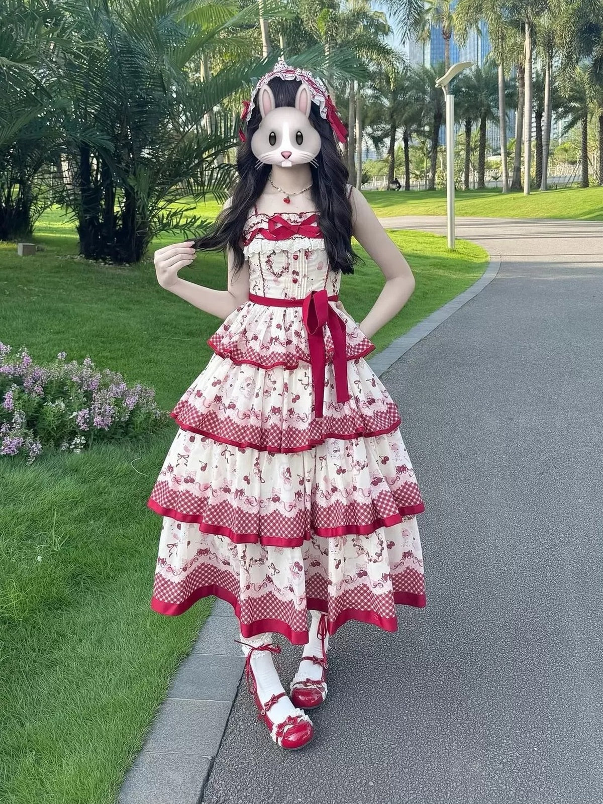 Sweet Cherry Country Lolita JSK Dress Set with Headband