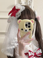 Red & White Lolita JSK Dress with Back Bow & Veil | Strappy Gown