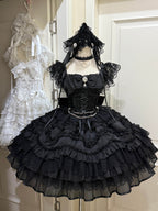Black Gothic Lolita Wedding JSK Dress Set | Hime Princess Gown