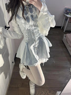 Light Blue Gothic Lolita Nun Dress Set - Jirai Kei Subculture